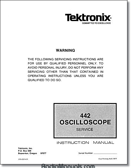 Tektronix 442 Service Manual - Click Image to Close